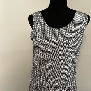 Chico’s black and white top.